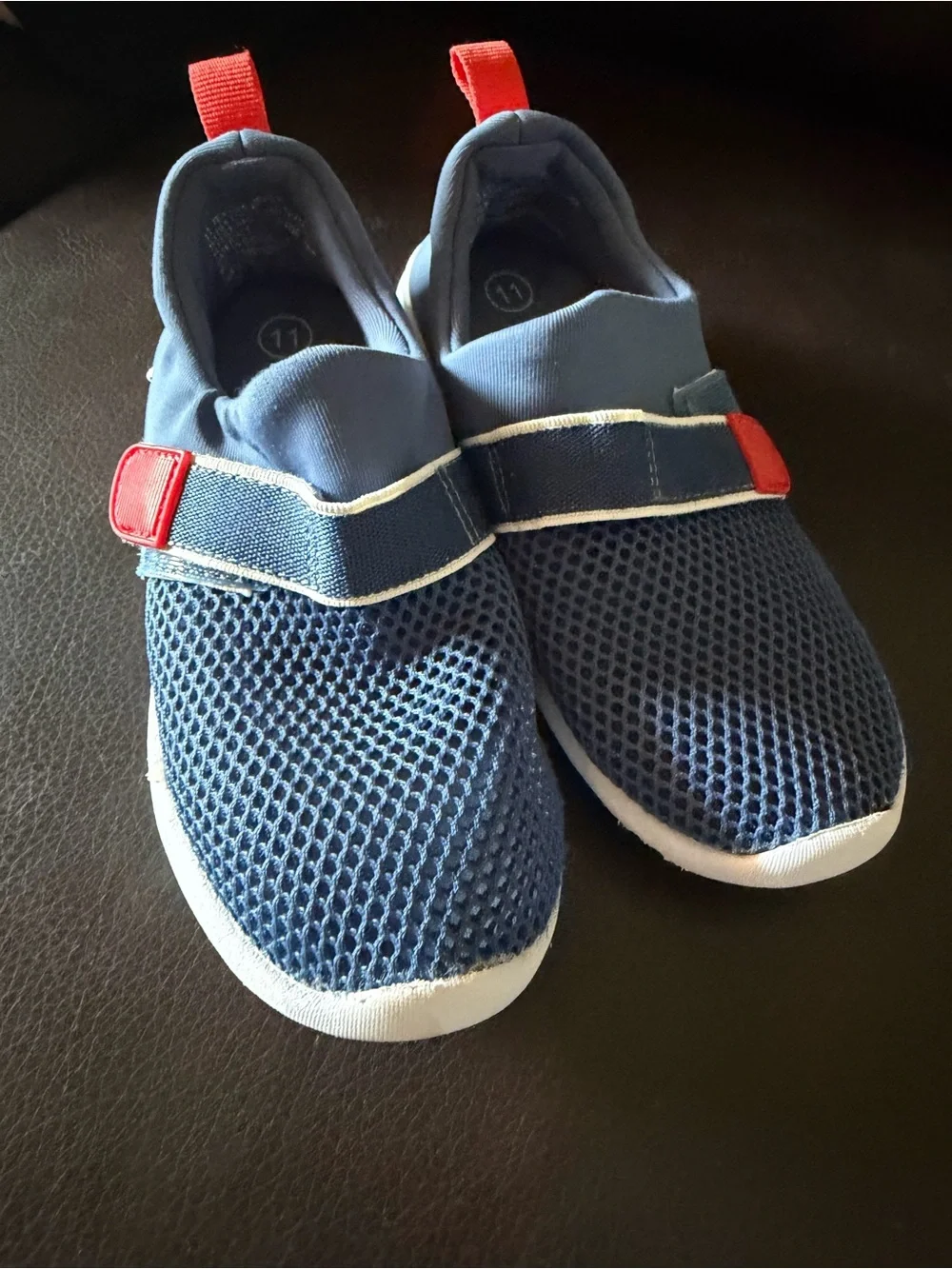 Cat & Jack Navy Mesh Water Shoes with Red Accents